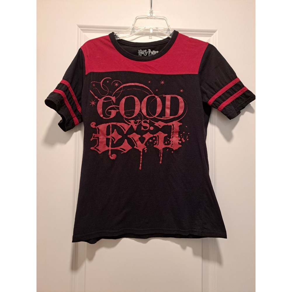 Harry Potter Deathly Hallows Black Red Short Sleeve T Shirt Good Vs Evil Size‎ L